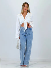 Enchanting Elegance High Rise Wide Leg Jeans