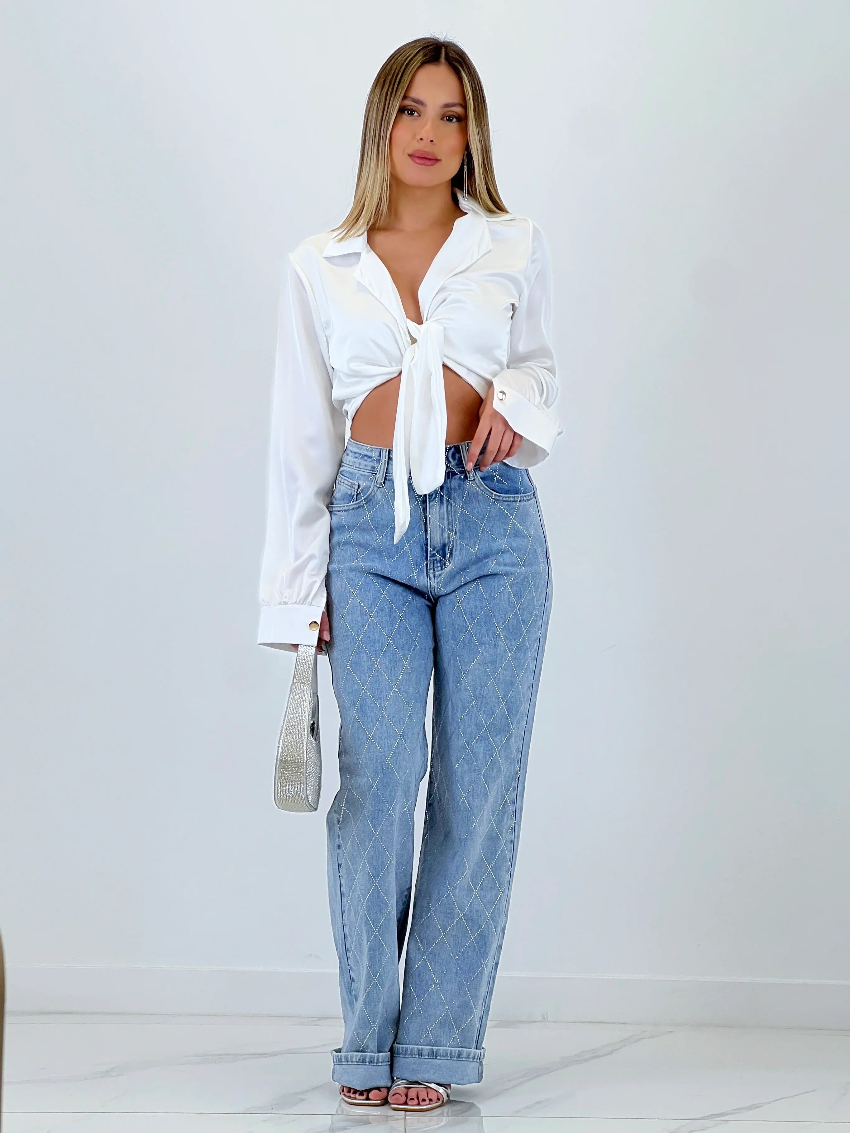 Enchanting Elegance High Rise Wide Leg Jeans