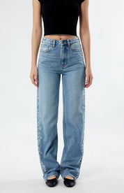 Wildflower Rhinestone Embellished Wide Leg Jeans