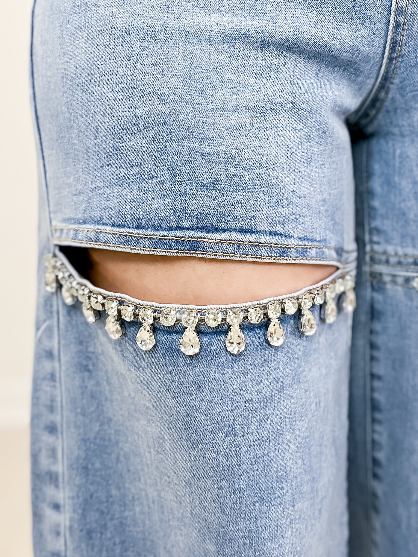 Obsession -  Embellished Wide Leg Cut Out Jeans