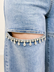 Obsession -  Embellished Wide Leg Cut Out Jeans