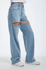 Nova Cut Rhinestone Embellished Wide Leg Jeans