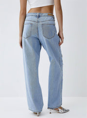 Dazie - Rhinestone Embellished Wide Leg Jeans