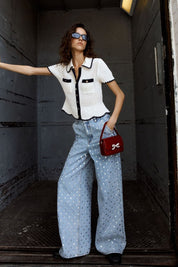 Studded Wide Leg Jeans - Radiant Rebel