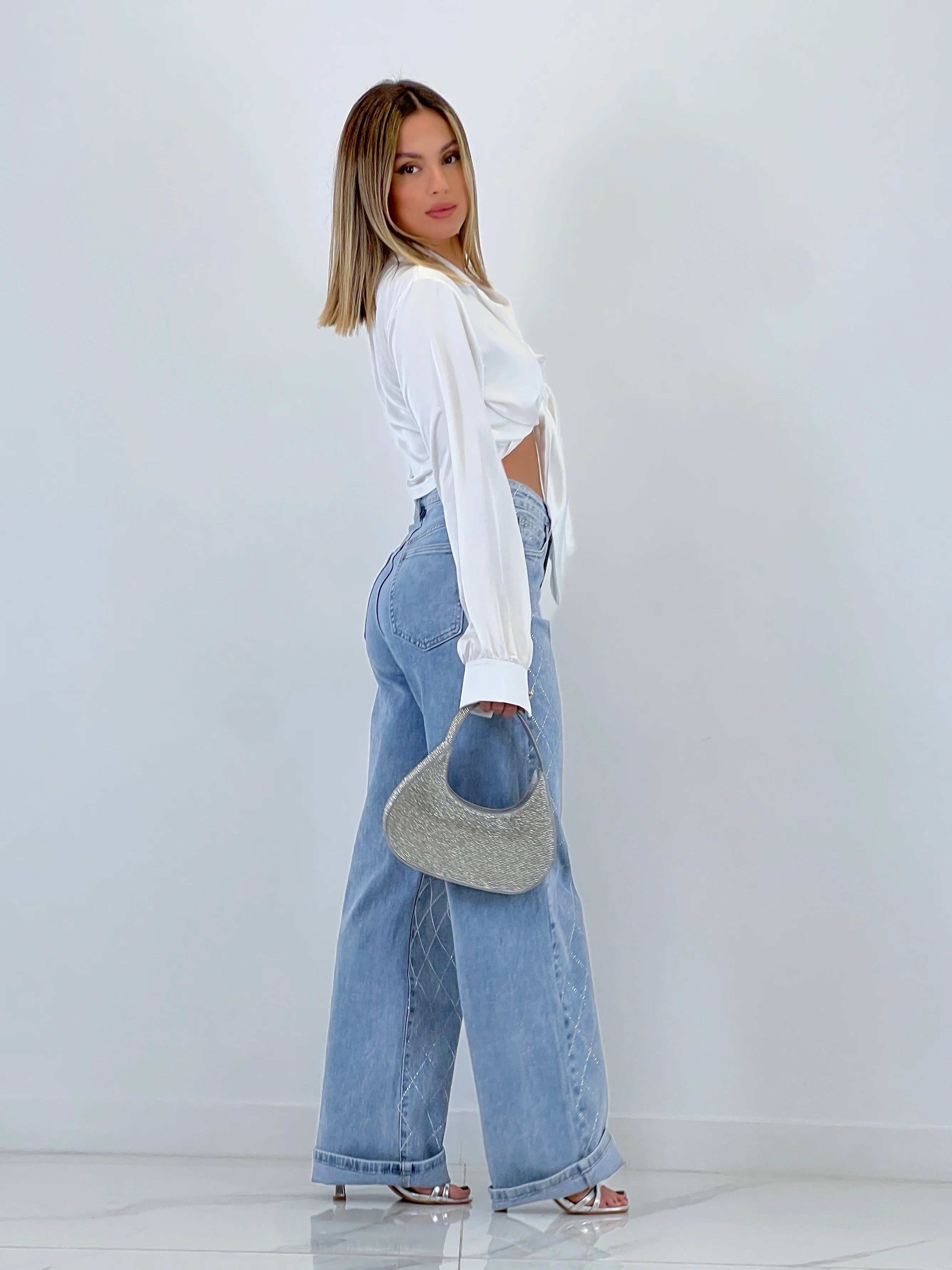 Enchanting Elegance High Rise Wide Leg Jeans