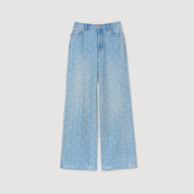 Anoushka - Rhinestone Pearl Beaded Wide Leg Jeans