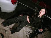 Lunar Lava - Rhinestone Embellished Wide Leg Jeans