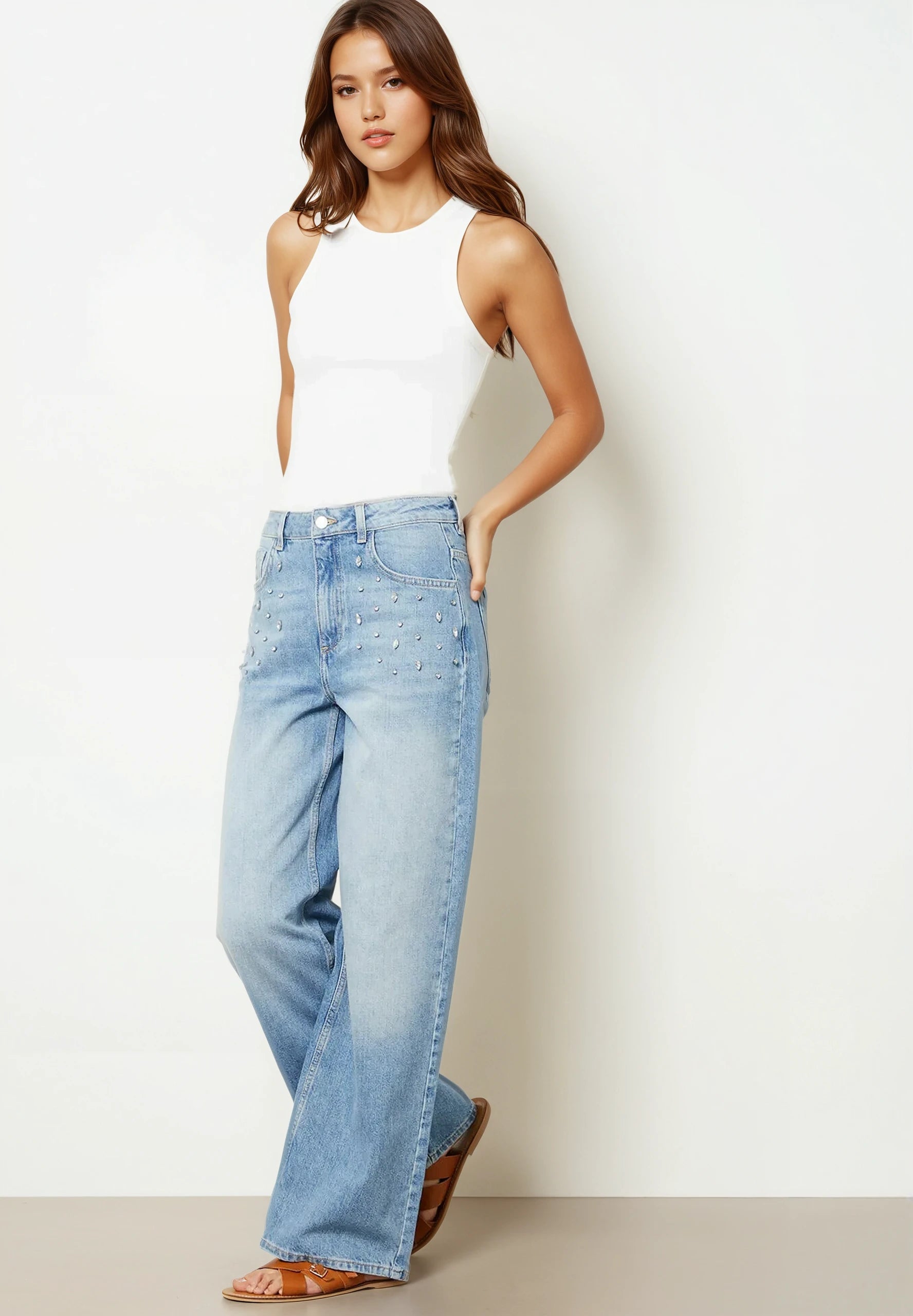 Ivy Glow - Rhinestone Embellished Jeans