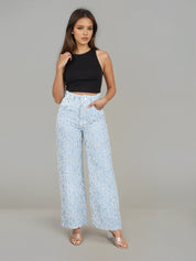 Dahlia - High Rise Wide Leg Jacquard Jeans