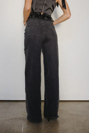 Obsession Noir -  Embellished Wide Leg Cut Out Jeans