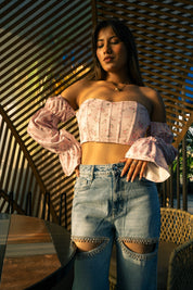 Amelia- Rhinestone Embellished Cut Out Jeans