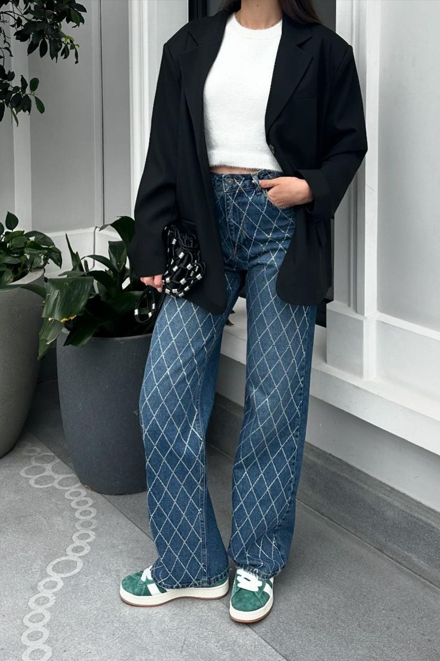 Diamond Daze High Rise Wide Leg Jeans