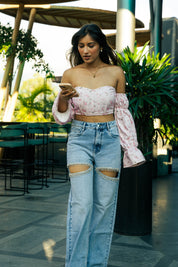 Amelia- Rhinestone Embellished Cut Out Jeans