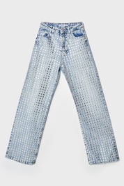 Silver Storm - Studded Wide Leg Jeans