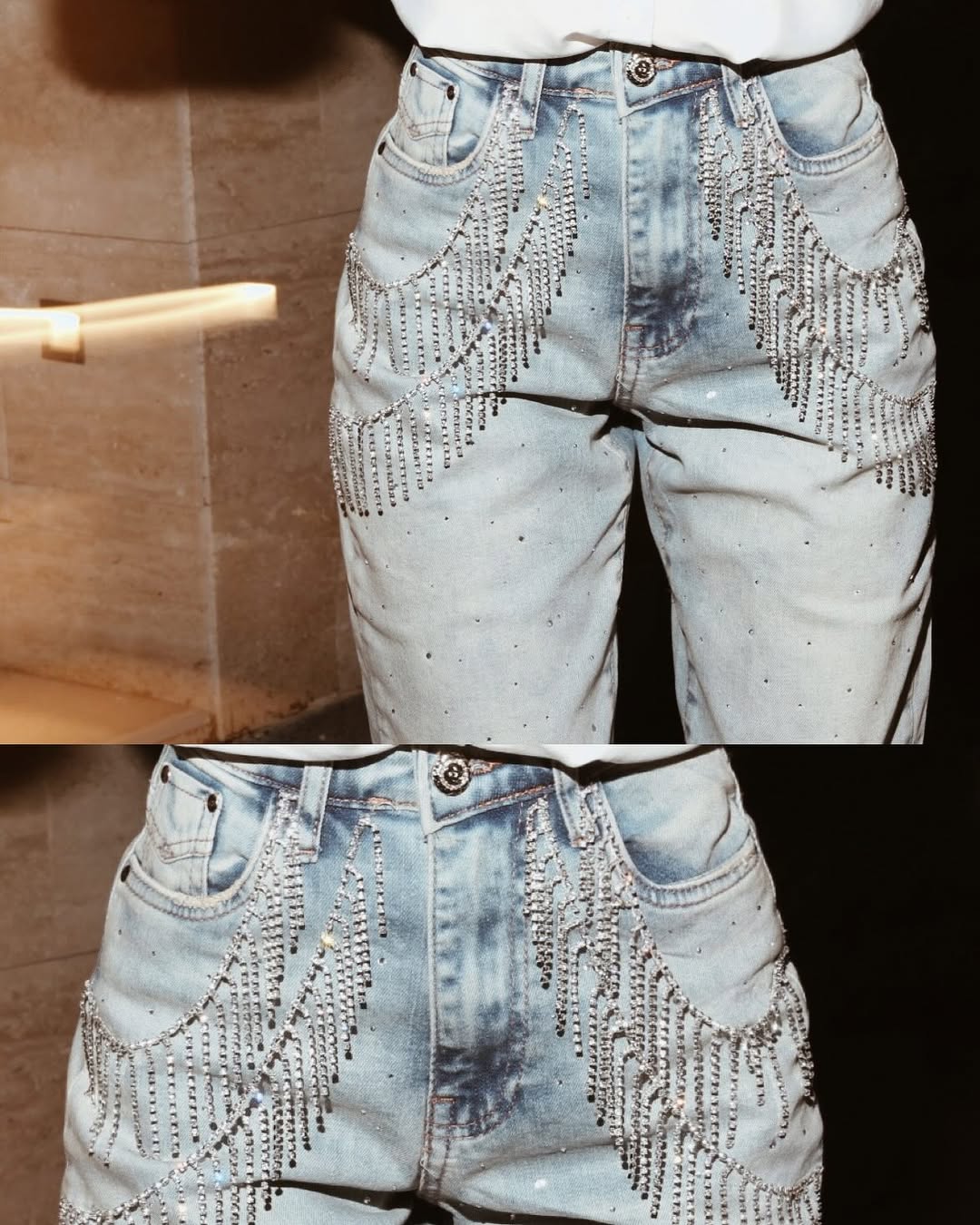 Fringe Fever- Rhinestone Wide Leg Jeans