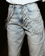 Fringe Fever- Rhinestone Wide Leg Jeans