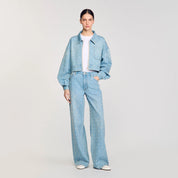 Anoushka - Rhinestone Pearl Beaded Wide Leg Jeans