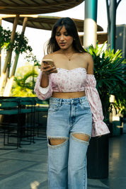 Amelia- Rhinestone Embellished Cut Out Jeans