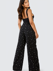 Limited Edition Pearl Embellished Wide Leg Jeans - Black