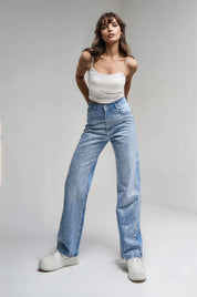 Cosmic Chaos - Rhinestone Embellished Wide Leg Jeans