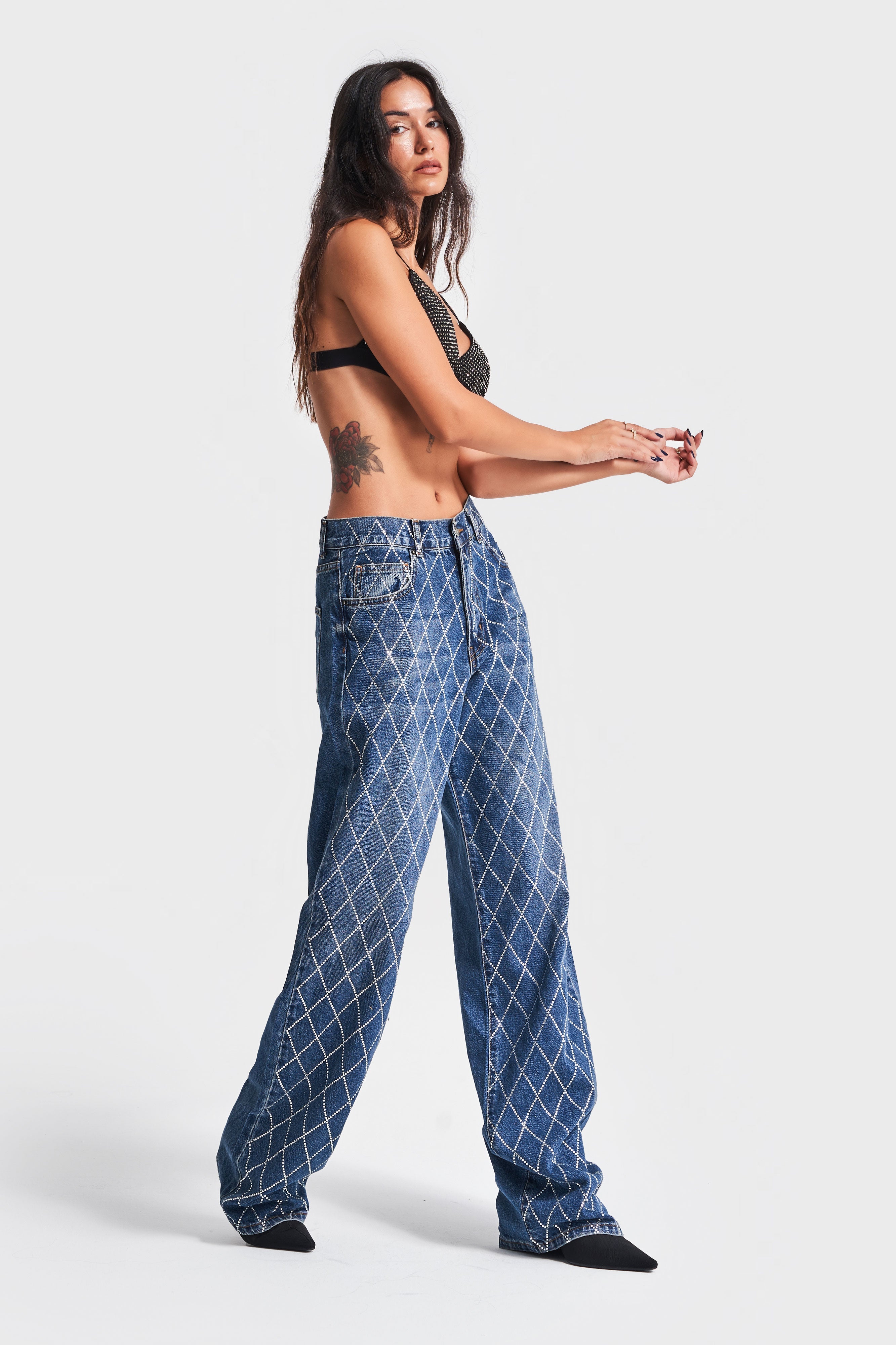 Diamond Daze High Rise Wide Leg Jeans