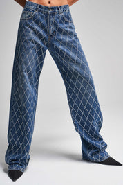 Diamond Daze High Rise Wide Leg Jeans