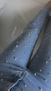 Shiny Side Up - Studded Wide Leg Jeans