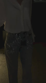 Fringe Fever- Rhinestone Wide Leg Jeans