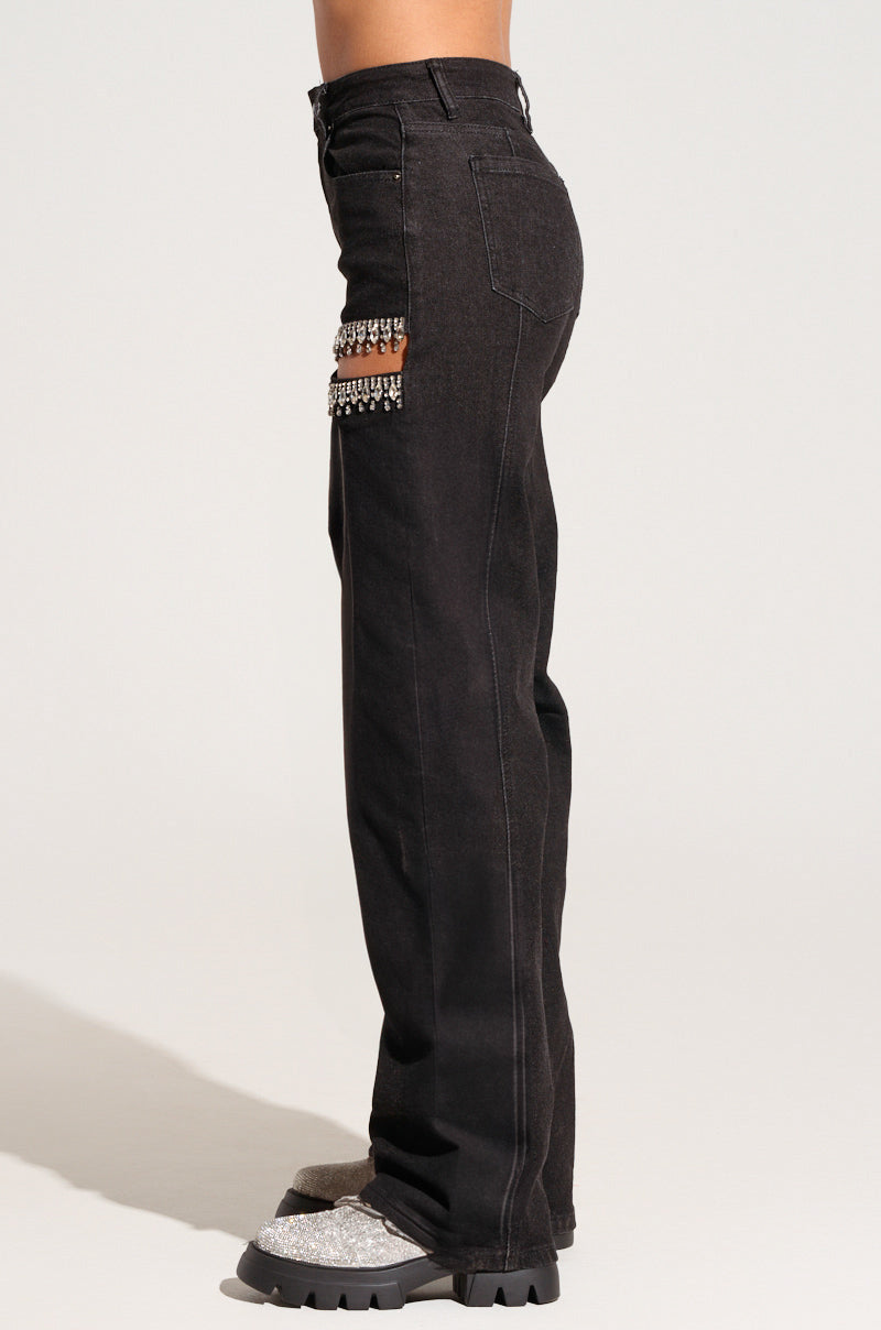 Charlotte- Rhinestone Embellished Cargo Jeans