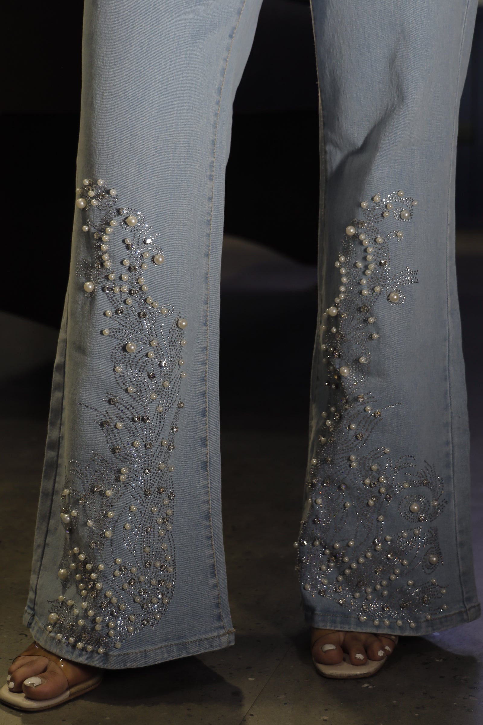 Elara - High Rise Embellished Boot Cut Jeans