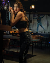 Myra - High Rise Pearl Embellished Wide Leg Jeans