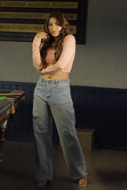 Dazzle Band - Rhinestone Embellished Wide Leg Jeans