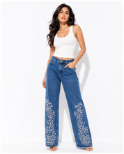 Inara - Rhinestone Embellished Jeans - Dark Blue