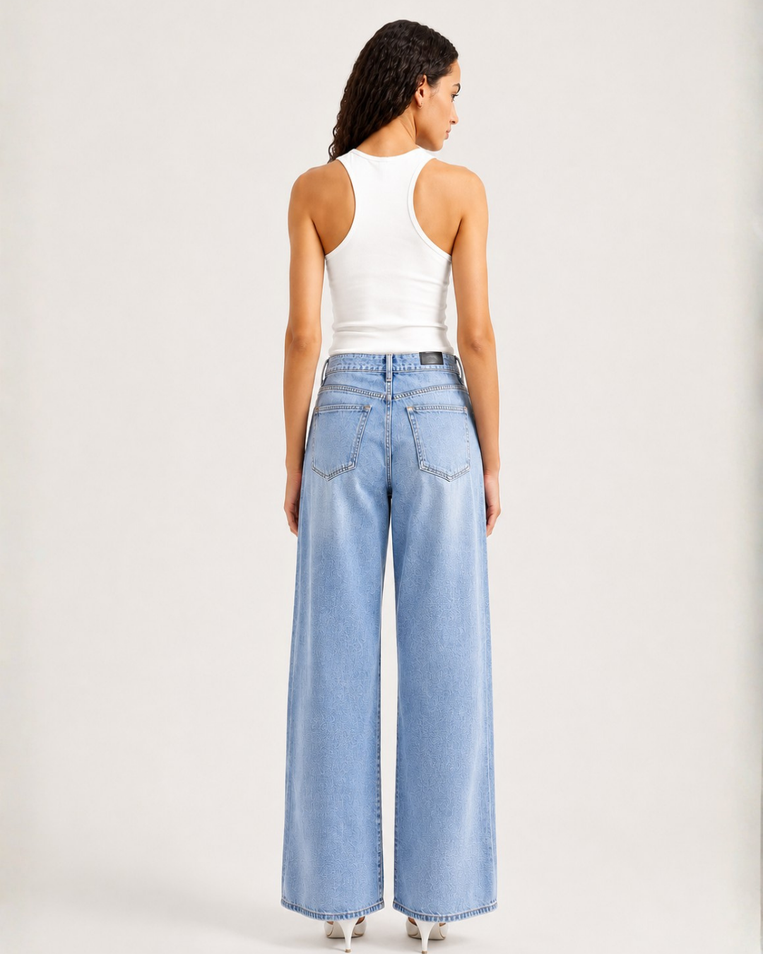 Embellished Butterfly Cut Out Jeans - Nyssa - Ice Blue