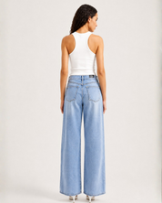 Embellished Butterfly Cut Out Jeans - Nyssa - Ice Blue