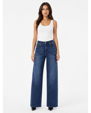 Starline - Rhinestone Embellished Wide Leg Jeans - Dark Blue