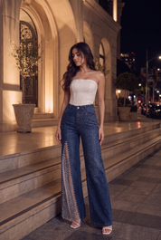 (Limited Edition) Dark Romance - Rhinestone Embellished Jeans - Dark Blue