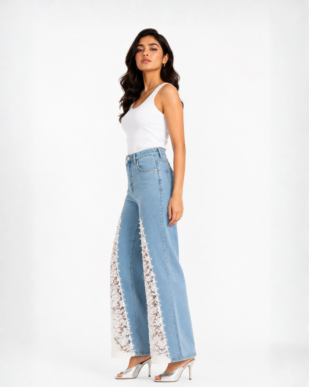 Rumi - Rhinestone Embellished Jeans - Ice Blue
