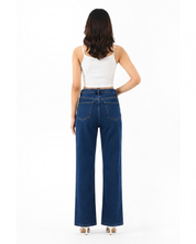 Eros - Rhinestone Embellished Cut Out Jeans - Dark Blue