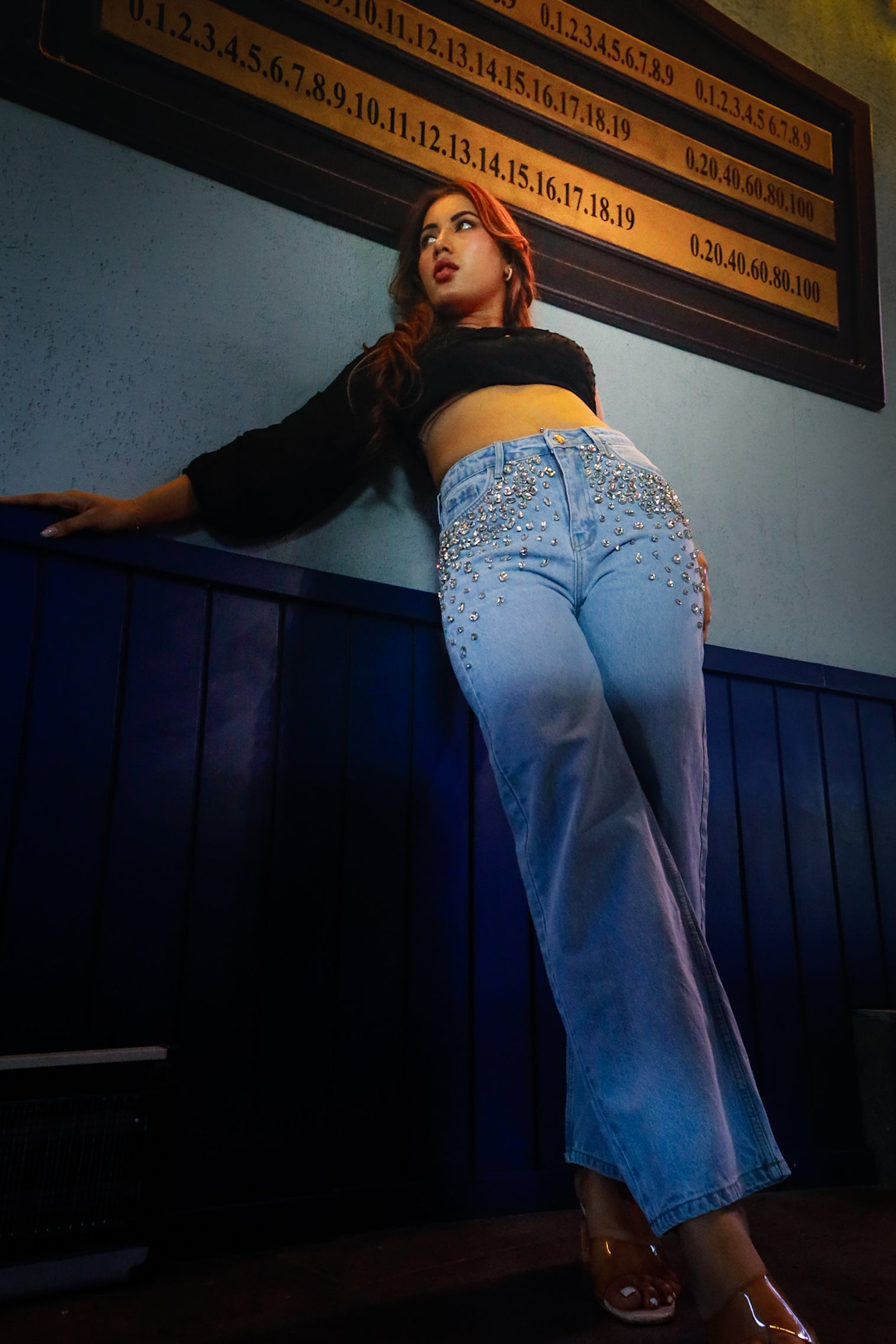 Glam Slam - Rhinestone Embellished Wide Leg Jeans