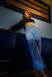 Glam Slam - Rhinestone Embellished Wide Leg Jeans