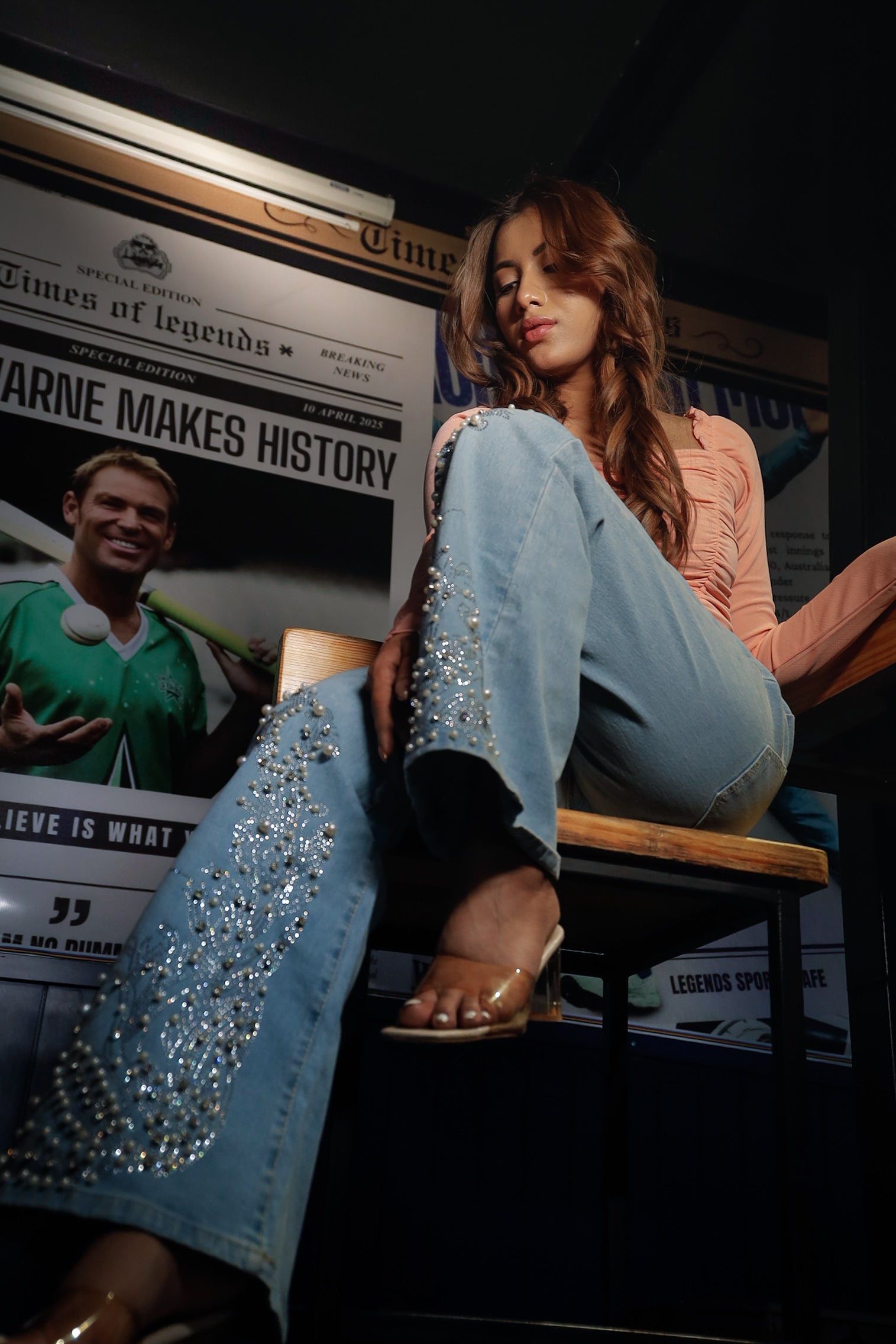 Elara - High Rise Embellished Boot Cut Jeans