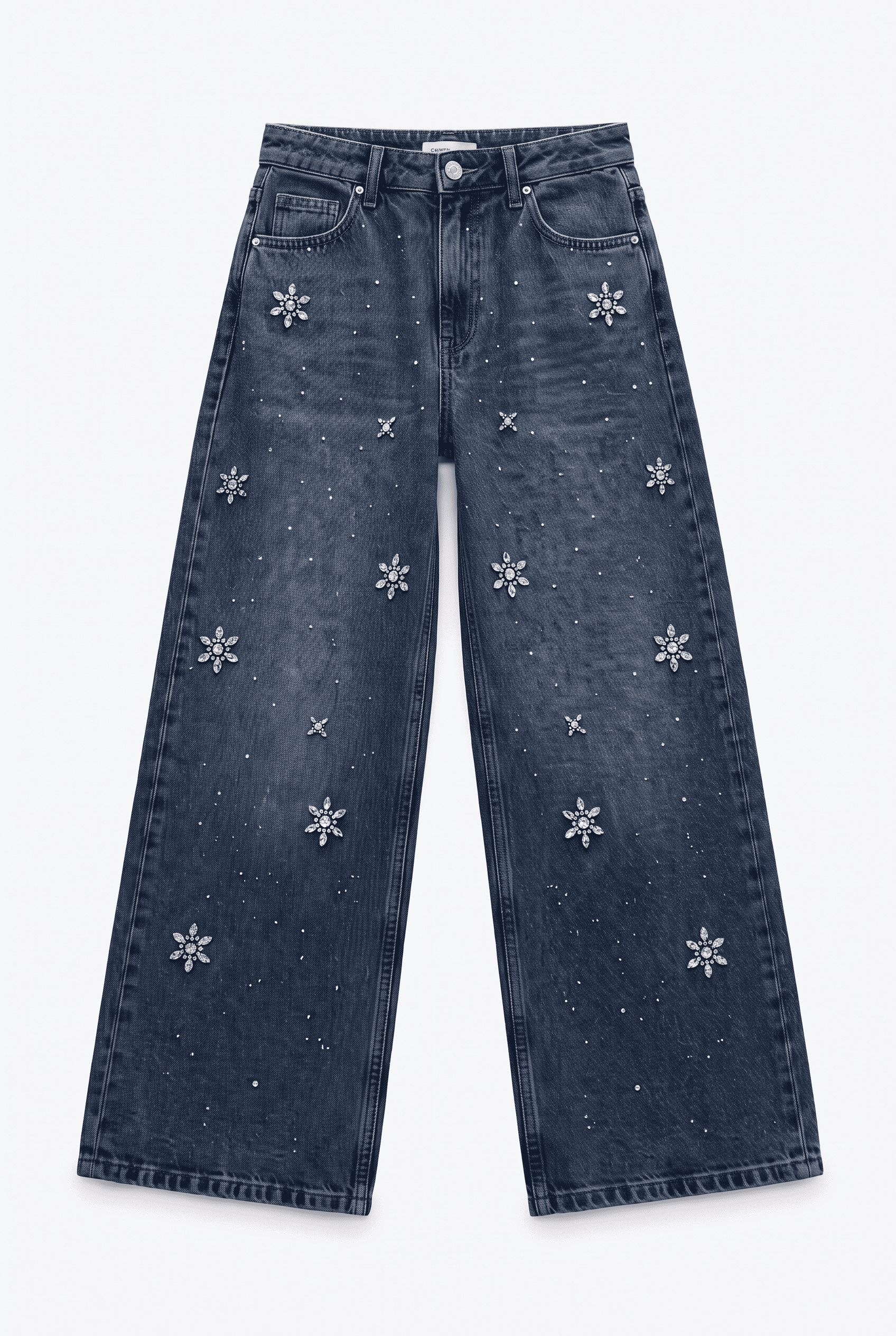 Moonflower - Rhinestone Embellished Jeans - Dark Blue