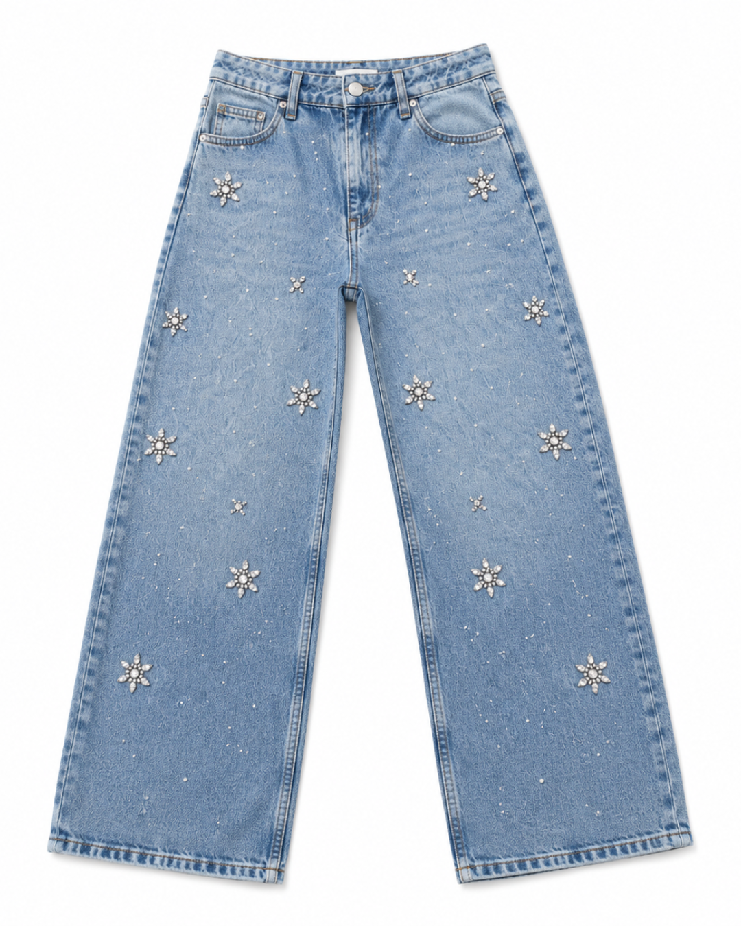 Florice - Rhinestone Embellished Jeans - Ice Blue