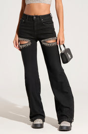 Charlotte- Rhinestone Embellished Cargo Jeans