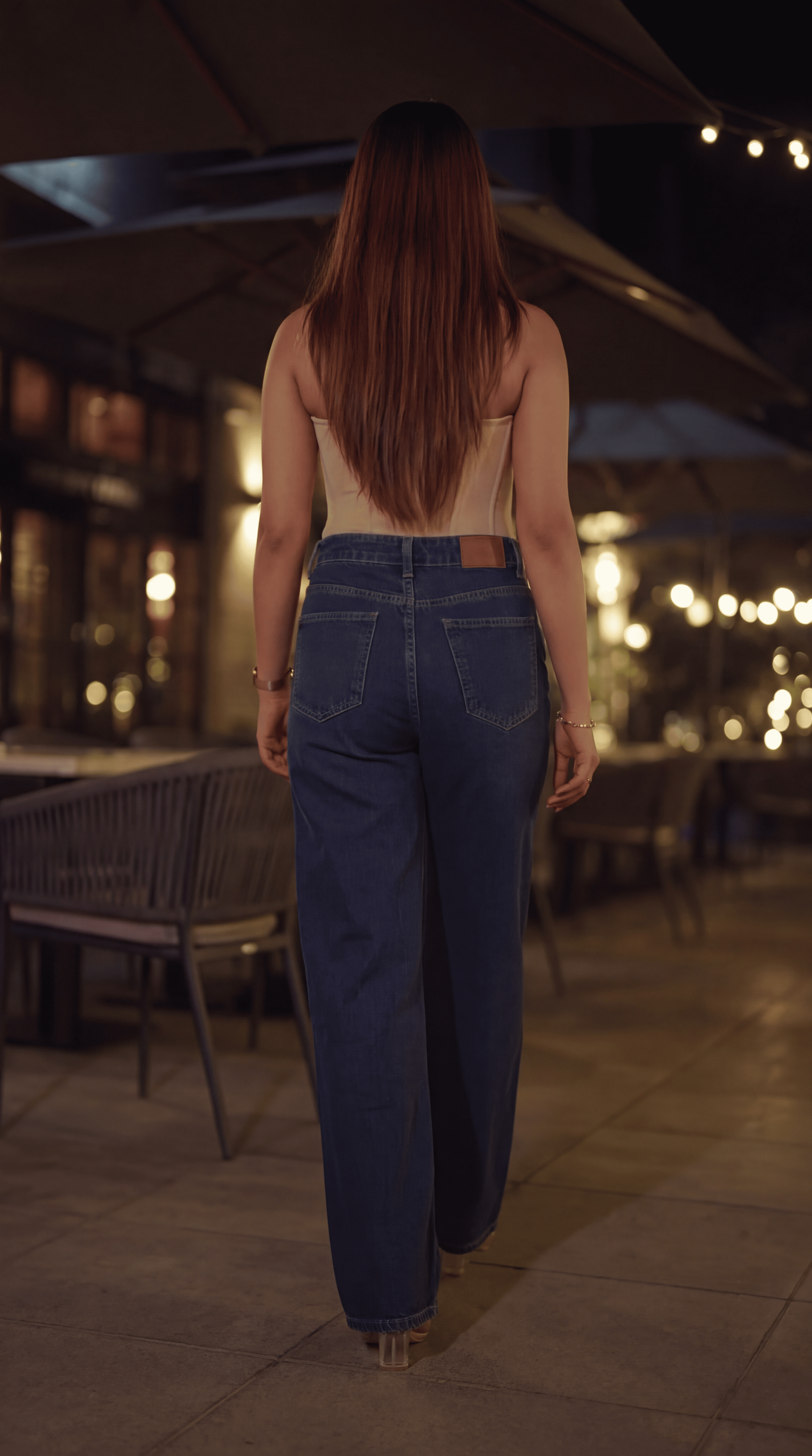 Meher - Rhinestone Embellished Jeans - Dark Blue