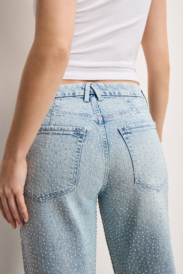 Disco Dust - Rhinestone Embellished Wide Leg Jeans