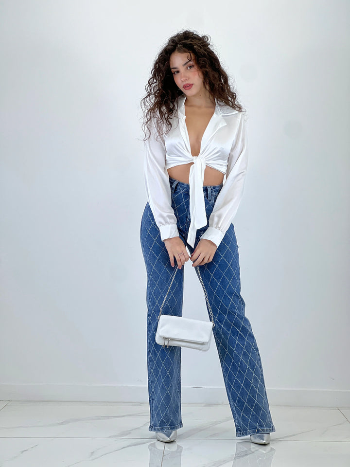 Diamond Daze High Rise Wide Leg Jeans