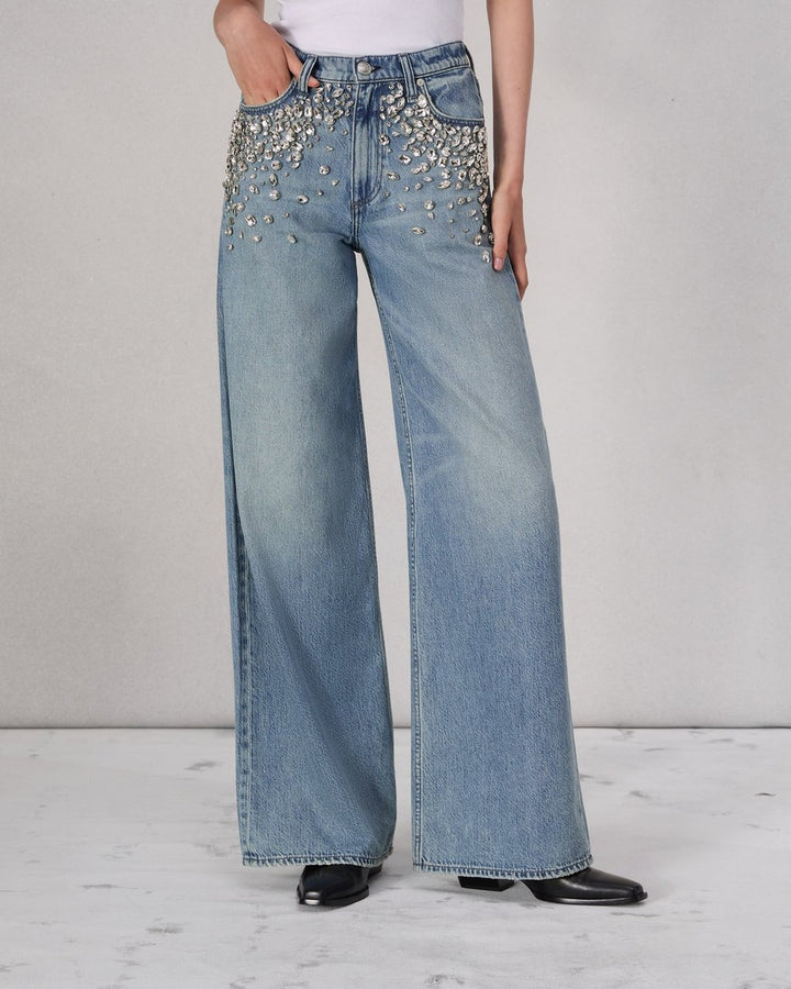 Glam Slam - Rhinestone Embellished Wide Leg Jeans