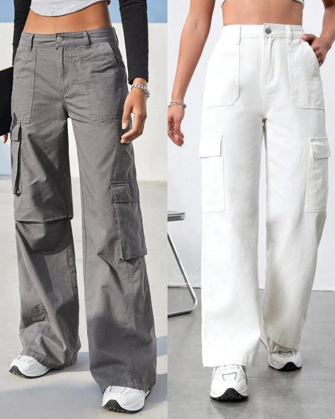High waist cargo pants - Beige | Guts & Gusto